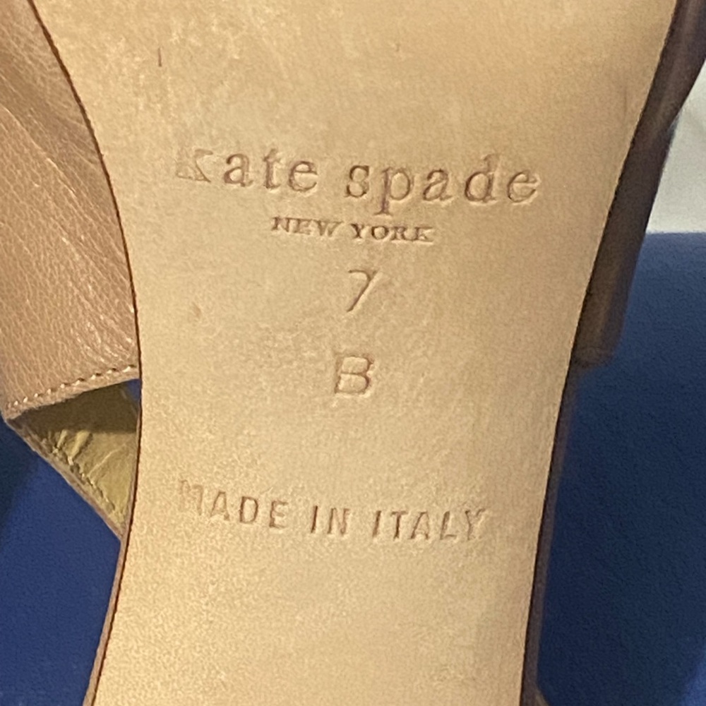New Kate Spade New York Billow bow sling back beige heeled peep toe sandals - Picture 8 of 14